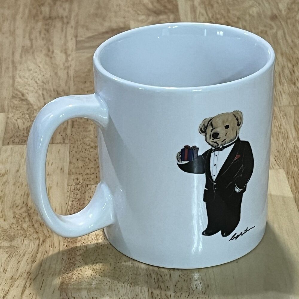 Polo Ralph Lauren Tuxedo Bear Ceramic Coffee Mug 12oz Barista Designer - Picture 3 of 7